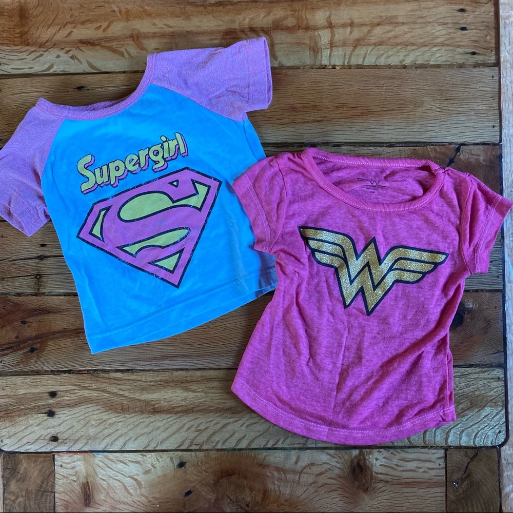 Superhero Graphic Tee Shirt Set 12 Month Girl Wonderwoman Supergirl
